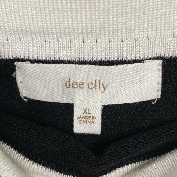 Dee Elly Womens Black White Knitted Two Piece Mini Skirt Set Size XL Crop Top Jr - Picture 5 of 15